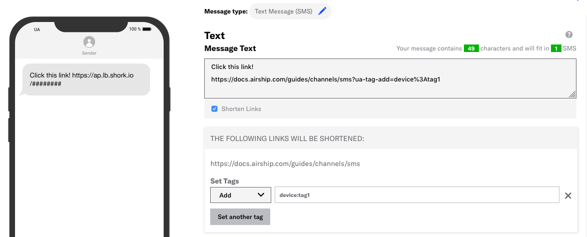 SMS Tag Actions