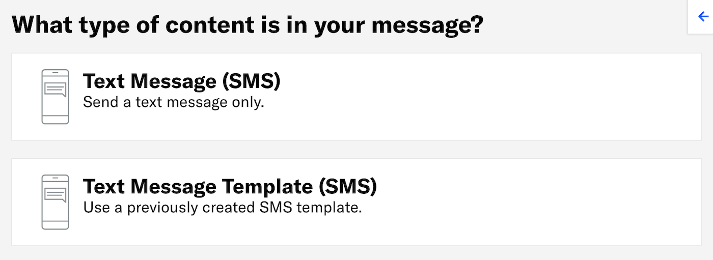SMS content