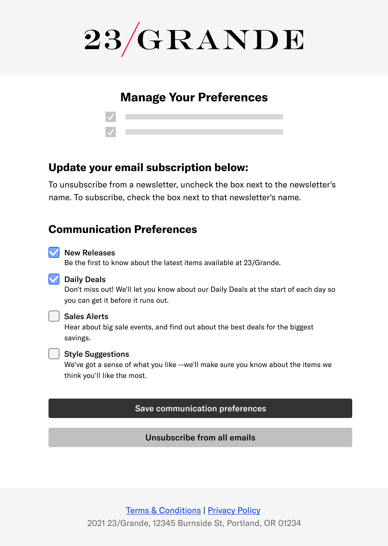 Email preference centers